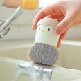 thumbnail image 3 of Cute cartoon egg-shaped cleaning brush with base Multifunctional kitchen accessories for stove tops, tiles, sink, yellow, 3 of 4