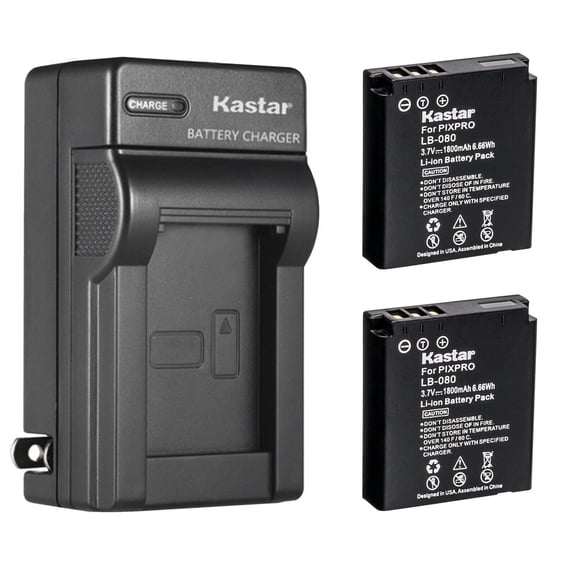 Kastar 4-Pack Battery and AC Wall Charger Replacement for Kodak LB-080 NCA-K/102 Spare Battery, PIXPRO SP1 HD, SP1-YL3 Action Camera, PlaySport Zx5 Video Camera, PIXPRO SP360 4K, ORBIT360 4K VR Camera