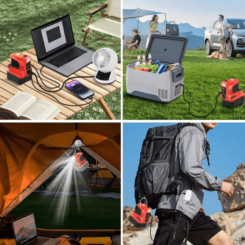 220W Power Inverter for Crafts*man 20V Battery, Portable Power Supply Convert - DC 20V to 110V~120V Battery Powered Outlet with USB-B & USB-C & 12V DC & 220W AC Output with LED Light