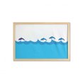 thumbnail image 1 of Sea Animals Wall Art with Frame, Lead and 3 Dolphins Shadow on Waves Oceanlife Maritime Theme Image, Printed Fabric Poster for Bathroom Living Room, 35" x 23", Blue Turquoise, by Ambesonne, 1 of 2