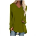 thumbnail image 1 of KIHOUT Spring Winter Womens Tops Solid Color T-shirt Long Sleeves Blouse V-Neck Casual Mid-Length Blouse Tops, 1 of 5