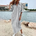 thumbnail image 6 of NTACZA Womens Summer Dresses Striped Casual Maxi Shirt Dress 3/4 Sleeve Loose Collared Vacation Size XXL, 6 of 7