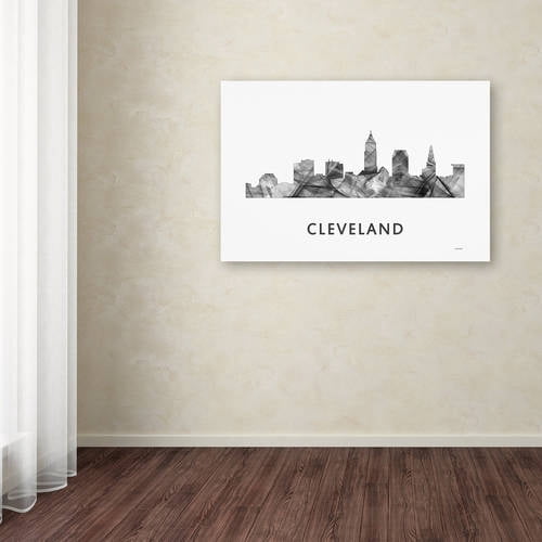 Trademark Fine Art 'Cleveland Ohio Skyline WB-BW' Canvas Art by Marlene Watson