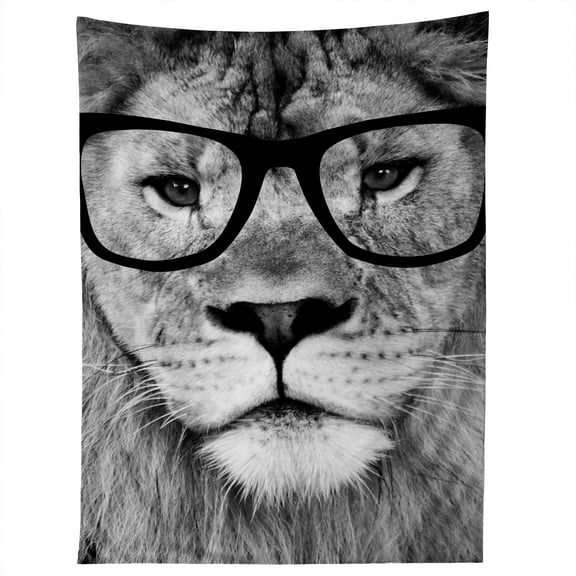 Society6 Allyson Johnson Hippest Lion Unframed Tapestry Wall Art, 60" x 80", Animals & Insects, Novelty, Lions, Portrait Orientation Large Wall Hanging Blanket Home Decor
