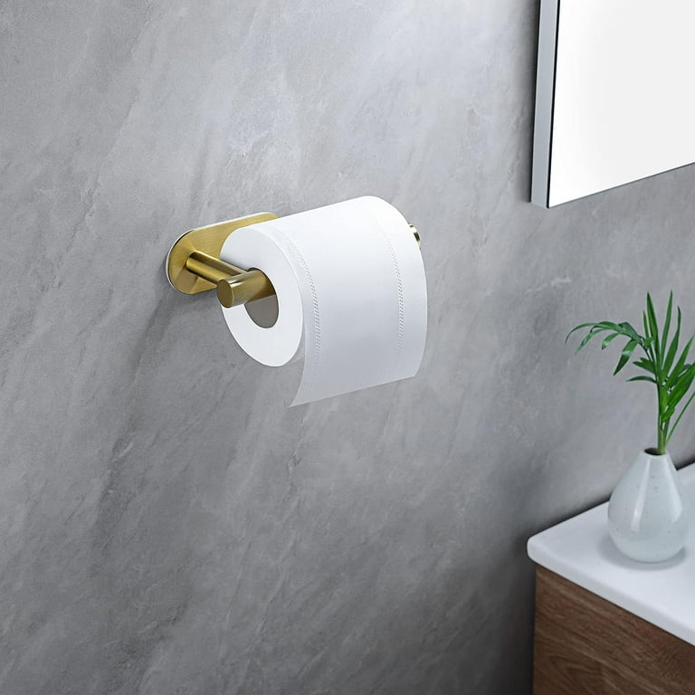 Brushed Gold Stainless Steel Toilet Roll Paper Holder Self Adhesive Stick