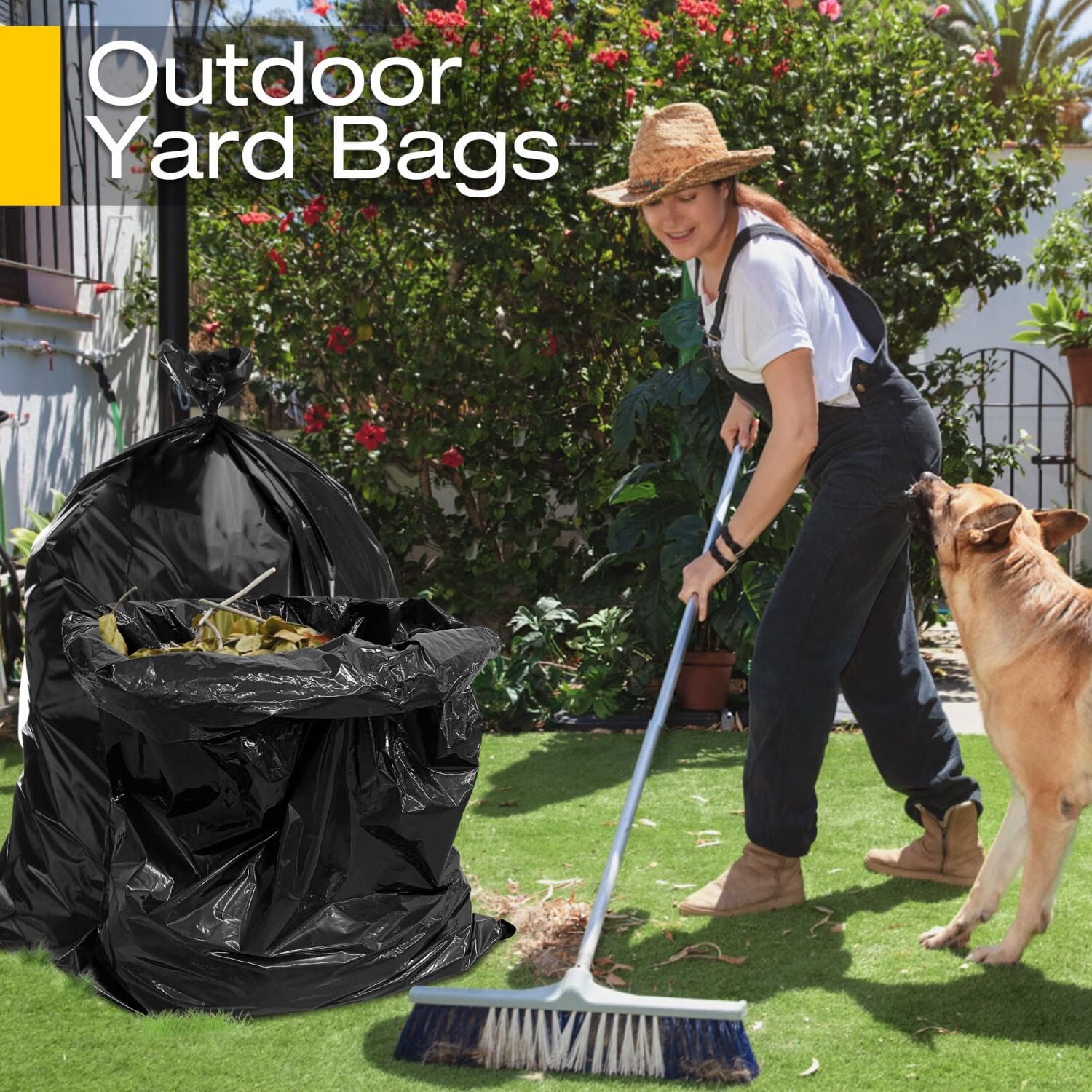 50 Gallon Garbage Bags & Kitchen Trash Bags,50 Pcs Heavy Duty Trash Bags | Trash Bags Tall Kitchen,Biodegradable Large Trash Bags, Outdoor Garbage Can Liners for Contractor | Lands| Leaf | Yard