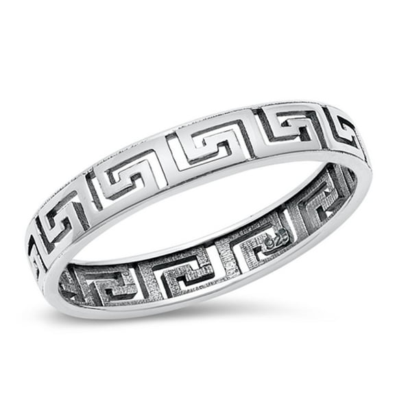 Vintage Greek Key Ring .925 Sterling Silver Band Jewelry Female Male Unisex Size 10