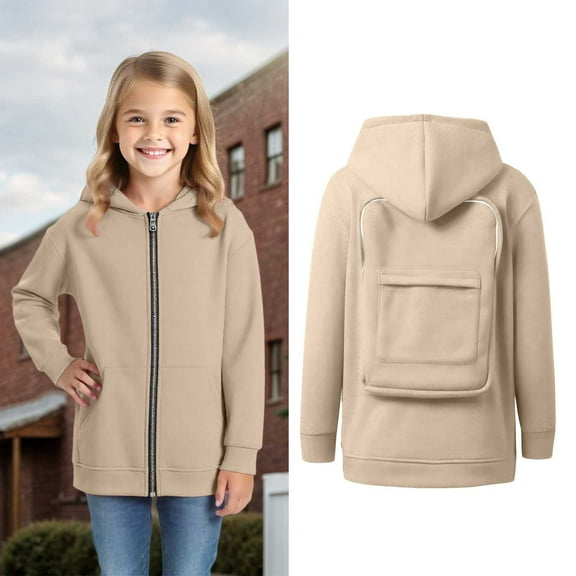 Kids Boys Creative Hoodies Backpack Hoodies Kids Zip up Hoodies Kids Casual Long Sleeve Sweatshirts Little Girl Clothes Preppy Clothes 6-7 Years