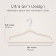 thumbnail image 2 of Sleek Pick Premium Velvet Hangers, White, 60 Pack,9.2” x 17.4” Non-Slip Felt Hangers, Heavy Duty Ultra Slim Clothes Hangers, Space-Saving Pants Hangers, Rotatable Hooks, Contoured & Notched Shoulders, 2 of 8