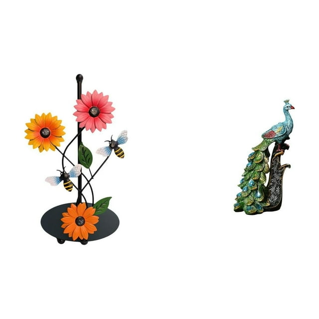 Soporte de papel higiénico,Soporte de papel de cocina con forma de girasol para encimera,Figura de escritorio,Estatua de pavo real en estante,escritorio,decoración del hogar,Figuras
