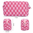 thumbnail image 3 of SOIDRAM 2 Piezas Bolsa de Maquillaje Bolsa de Cosméticos a Cuadros Rosa Verde, Bolsa de Aseo de Viaje Organizador Lindo Bolsa de Almacenamiento de Pinceles de Maquillaje para Mujer, 3 of 5