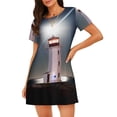 thumbnail image 4 of Salouo Peggy's Cove Lighthouse Print Short Sleeve Sleepshirt for Womens Comfy Nightgown Scoopneck Cute Nightdress Ruffle -Small, 4 of 7