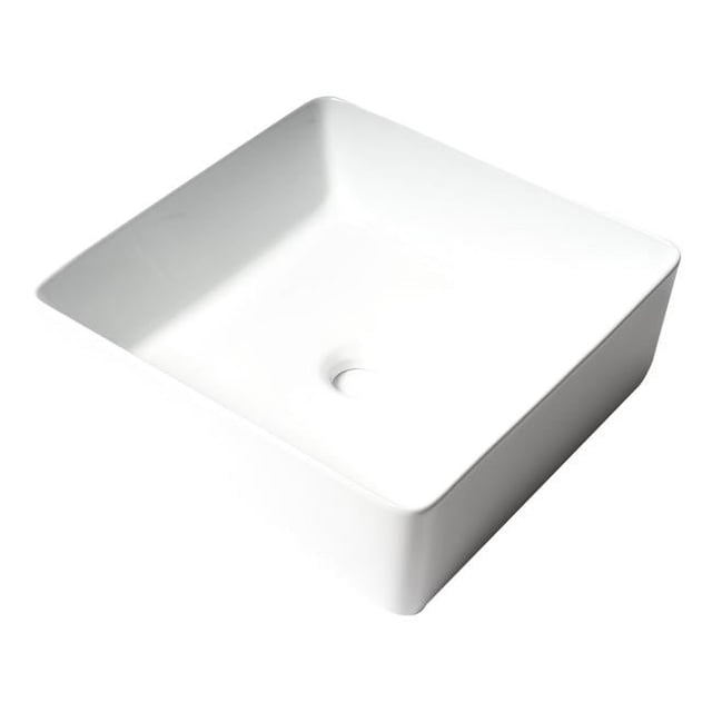 ALFI Brand ABC903-W 16 in. Modern Square Above Mount Ceramic Sink, White