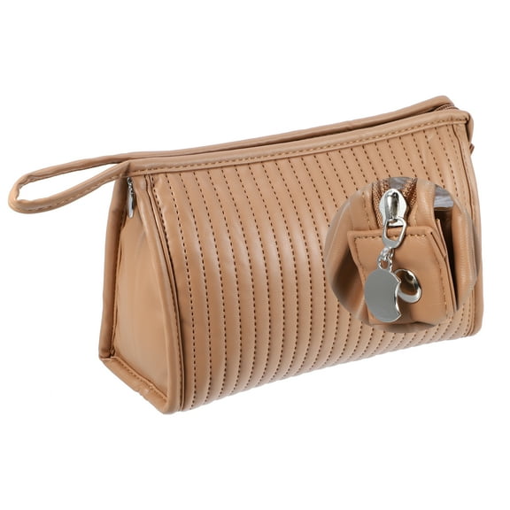 Vocoste PU Leather Makeup Bag Large Makeup Bag Make Up Brush Organizer Bag Toiletry Bag for Women Coffee Colour