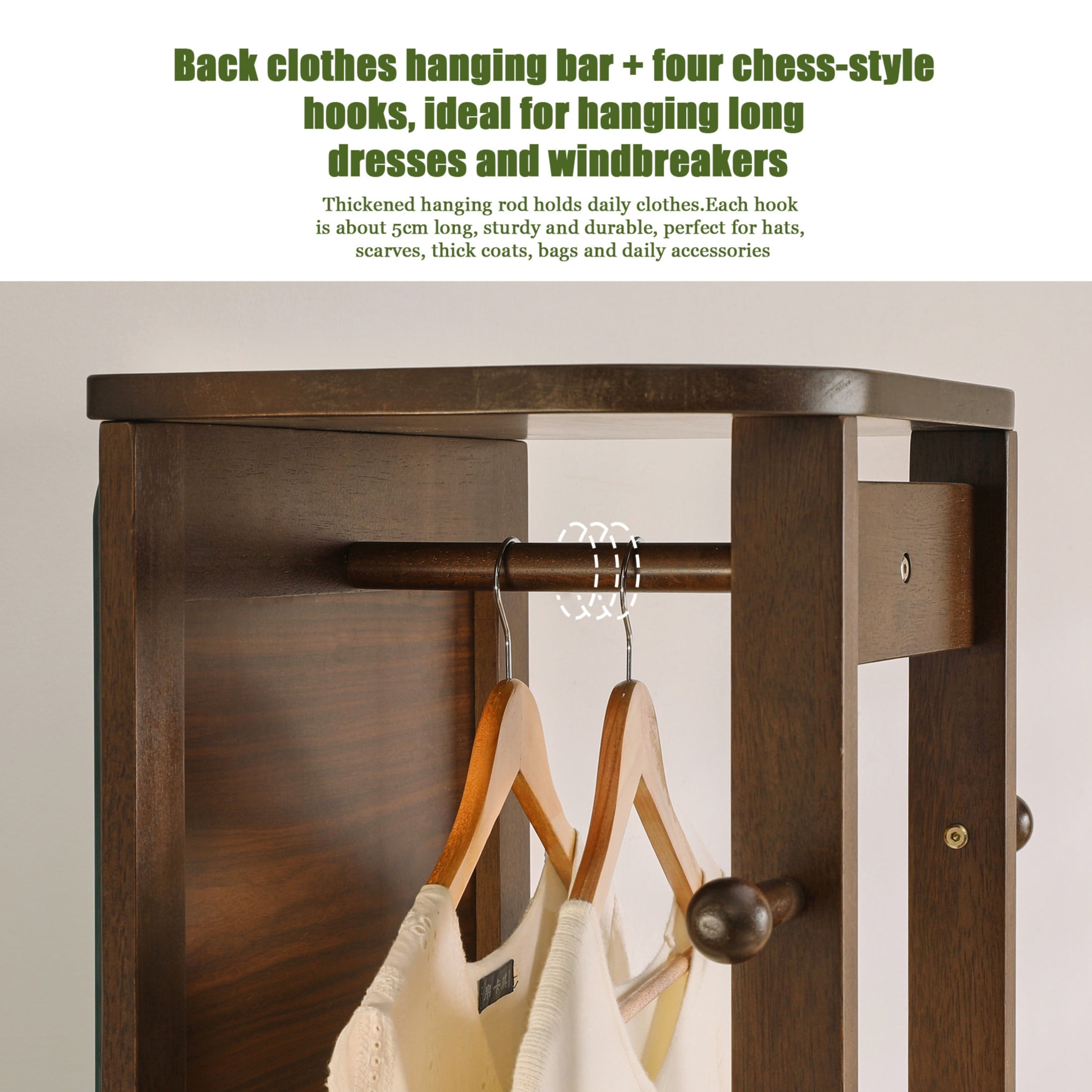 Noble House 67.72" Rotating Full Length Mirror Cabinet, Solid Rubber Wood Jewelry Armoire, Walnut