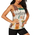 thumbnail image 2 of Xecao Autumn In The Forest print women's scoop neck, loose-fit workout tank tops for the gym., 2 of 9