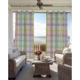 thumbnail image 6 of Colorful Grid Plaid Kitchen Curtains Country Vintage Simple Geometric Cafe Short Curtains for Bathroom Blackout Window Curtain Small Window Treatment Drapes for Bedroom Living Room 27.5"x39"x2, 6 of 9