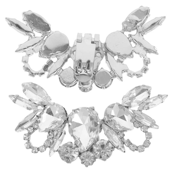 2 Pcs Removable Rhinestone Shoe Clips Fashionable Zinc Alloy Decorative Buckles for Wedding Party