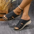 thumbnail image 5 of LOVZFMLL Wedge Sandals for Women Slip On Open Toe Comfort Walking Clogs with Arch Support Summer Casual Beach Vacation Shoes Black 9.5, 5 of 5