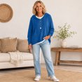 thumbnail image 6 of Women's Drop Shoulder Long Sleeve Drawstring Loose Knit Hooded Pullover Sweater L, 6 of 6