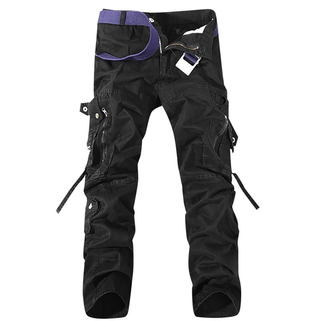 WEAIXIMIUNG Casual Pants Men Big and Tall Male Cargo Pants Solid Color Pocket Tether Stretch Solid Color Snow Pants