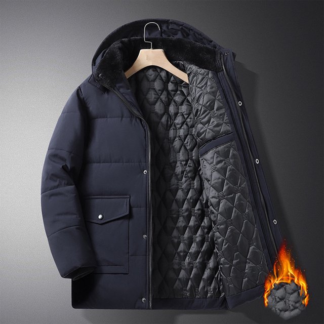 Puntoco Chaqueta De Invierno Para Hombre, De Color Liso, Con Manga Larga, Con Cremallera, Bolsillo, Botón Y Terciopelo Grueso, Cálida