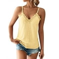 thumbnail image 2 of V Neck Tank Tops for Woman's V Neck Lace Lace Lace Fashionable Casual Camisole Vest Tank Tops Yellow, 2 of 6