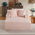 thumbnail image 4 of Oversized Chaise Lounge Chair Indoor, Comfy Deep Seat Sleeper Cloud Couch with Throw Pillow, Faux Fur Upholstered Deep Seat Accent Chair for Living Room & Office, No Assembly Required, Pink, 4 of 7
