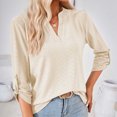 thumbnail image 6 of 2024 Women's V-Neck Long Sleeve Tops Solid Color Loose-Fit Pullover Winter Trendy Casual Blouse, 6 of 7