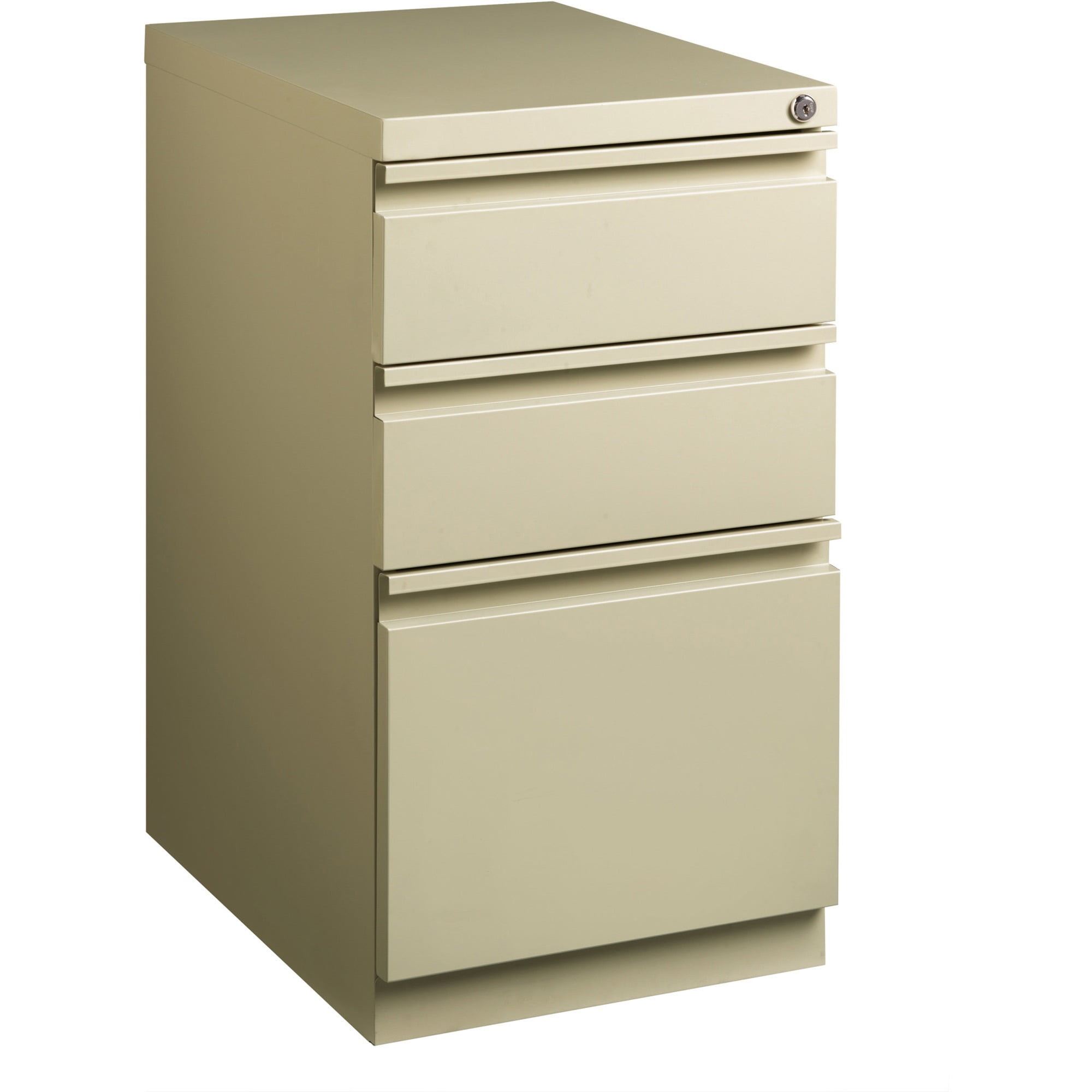Lorell Mobile File Pedestal - 15" X 20" X 27.8" - Letter - Ball-bearing Suspension, Security Lock, Recessed Handle - Putty - Steel - Recycled