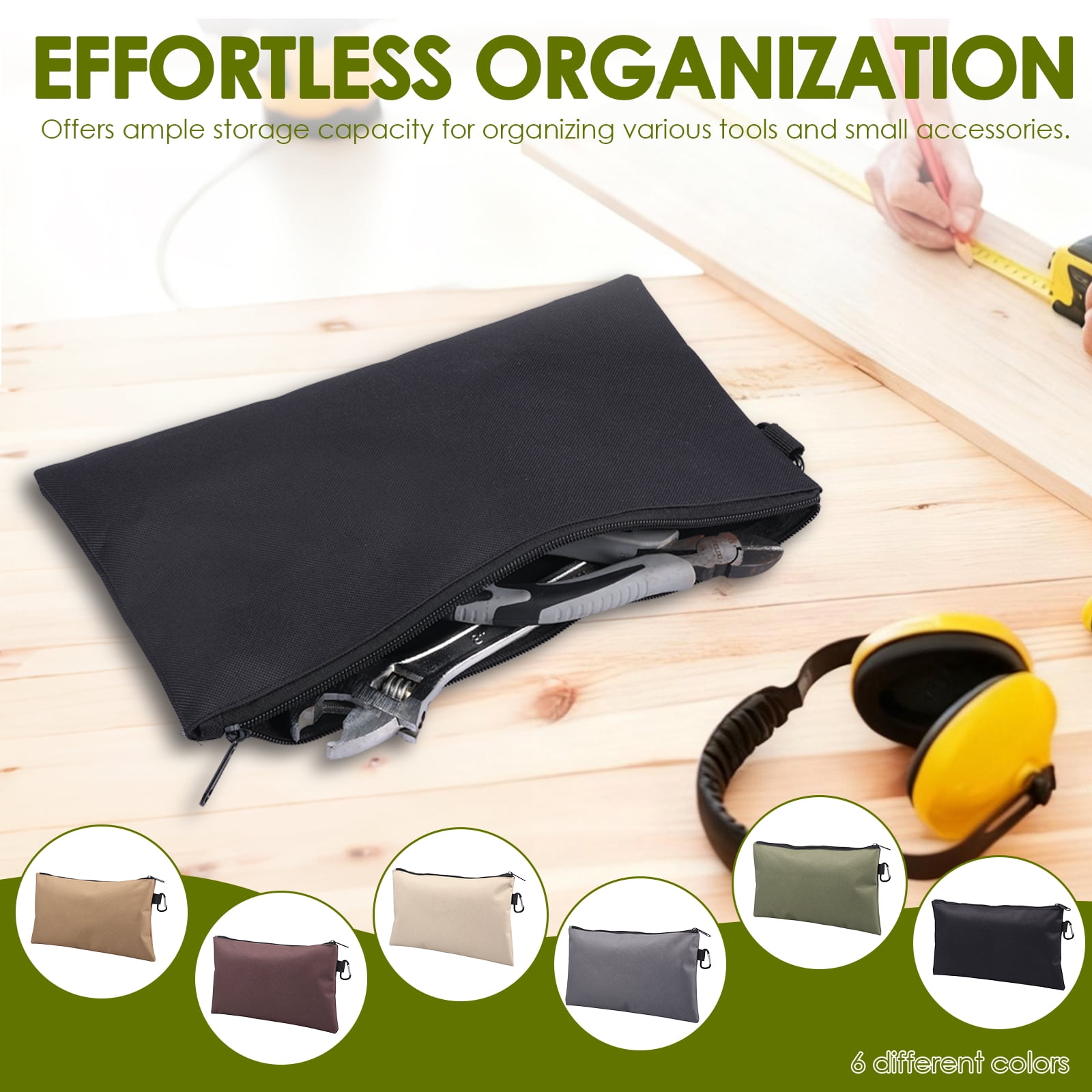 TMWEFUSC 6 Pcs Tool Bag Zipper Pouch Oxford Cloth Tool Pouch Utility Multipurpose Storage Organizer Tool Pouches with Carabiner for Toiletry Cosmetic Stationary