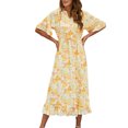 thumbnail image 1 of Vestido a media pantorrilla con cuello de manga corta y cintura alta con manga de hoja de cinco puntos pura a la moda informal y sexy para mujer Pompotops ghjkhdj17685, 1 of 1