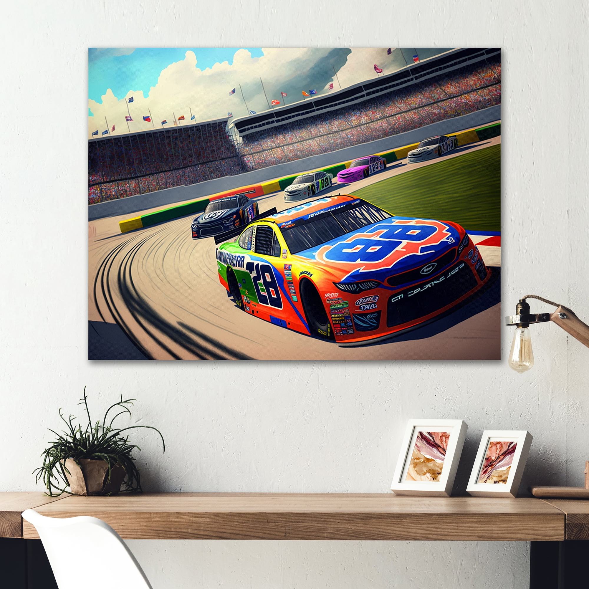 Designart American Stock Car Racing III Canvas Wall Art