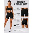 thumbnail image 6 of Women’s Crossover High Waisted Workout Shorts, V Waist Yoga Biker Shorts, Nylon Spandex Stretch Athletic Shorts for Gym Pilates, 6 of 7