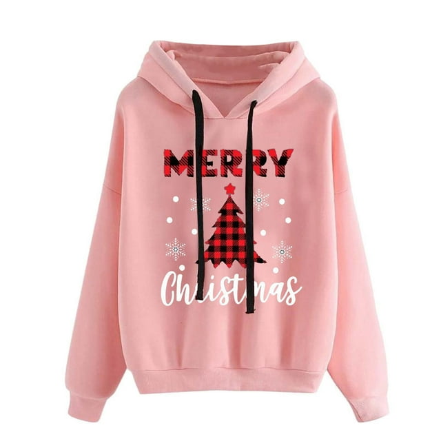 EGNMCR Chandail de Noël pour Femme, Mode Décontractée, Manches Longues, Imprimé de Noël, Chandail à Capuche, Hauts, Blouse, Chandails à Capuchon pour Femmes