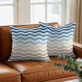 thumbnail image 3 of Blue Brown Gradient Throw Pillow Cover Water Ripple Cotton Linen Cushion Cover Throw Pillow Case with Invisible Zipper for Couch Sofa Bed Chair Car 16x16 Inch, 3 of 14