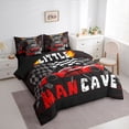thumbnail image 2 of Castle Fairy Race Car Graphic Twin Bedding Sets 7-Piece for Teens, Checkered Print Bedding Comforter Set for Bedroom, Red Black,Black Reversible, 2 of 7