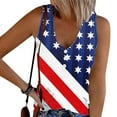 thumbnail image 5 of SELONE Sleeveless Tops for Women Celebrate Patriotic Plus Size V Neck Button American Apparel Red White Blue Wear Clothes 4th of July Gifts Activewear L, 5 of 6