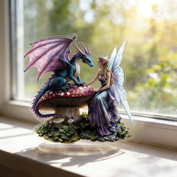 2D Bohemian Style Purple Dragon Acrylic Standee, Desktop Ornament for Living Room, Bedroom, or Office, Waterproof & Wear-Resistant Decoration, 1-Piece Set