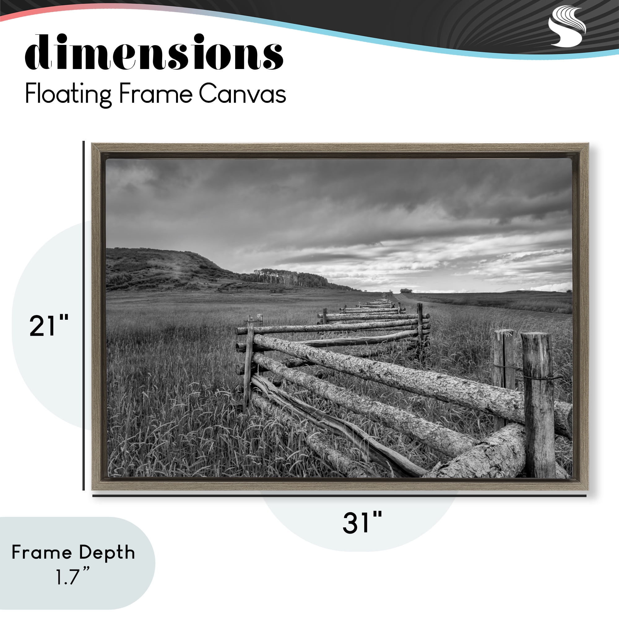 Stupell Industries Weathered Fence to Distant Horizon Brown Framed Floater Canvas Wall Art, design by Jon Evan