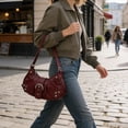 thumbnail image 4 of Crossbody Bag for Women, Retro Shoulder Handbag with Adjustable Buckle Strap, Lightweight Pleated Underarm Purse, for Daily Commute and Casual Outings, 4 of 6