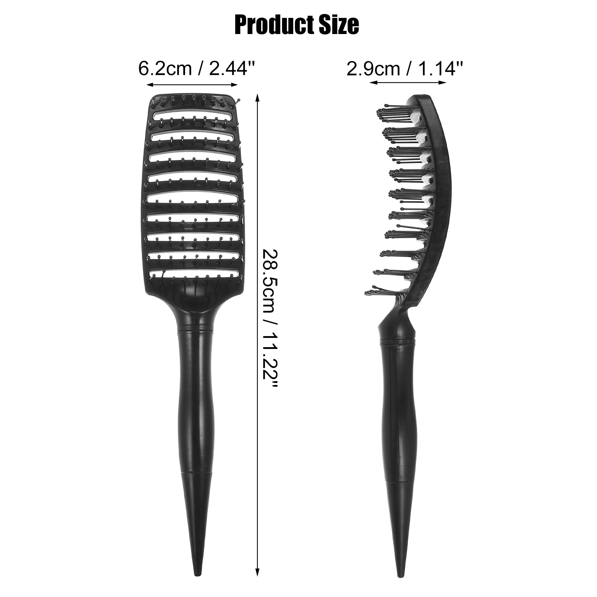 Unique Bargains 1Pc Wide Curved Vented Hair Brush for Tangles and Knots Black