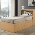 Hodedah Twin Size Captain Bed with 3 Drawers and Headboard in Cherry