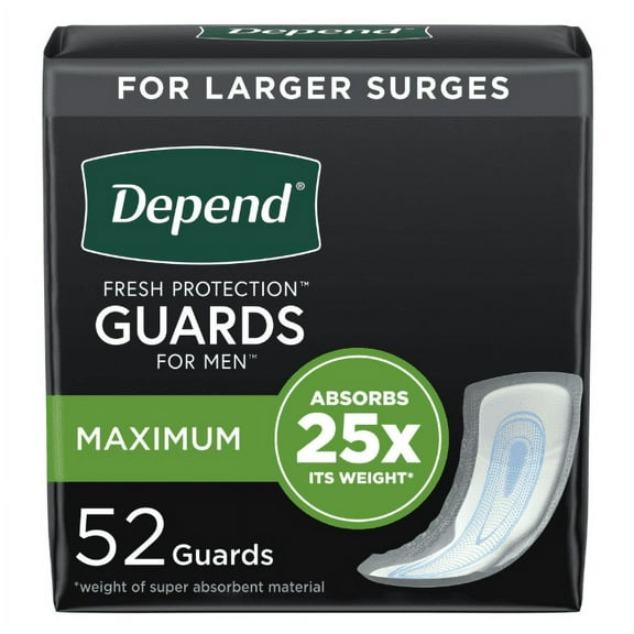 Depend Incontinence Guards for Men, Maximum, 52 Count, pack of 1
