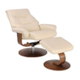 thumbnail image 4 of Pemberly Row Contemporary Beige Leather Swivel Recliner with Matching Ottoman, 4 of 5