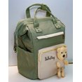 thumbnail image 2 of Mochila en tela con varios compartimentos Decorativo con oso de felpa VERDE Moda Mochila escolar dama, 2 of 3