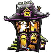 Qualatex Giant Halloween Haunted Mansion 32" Foil Balloon, Black