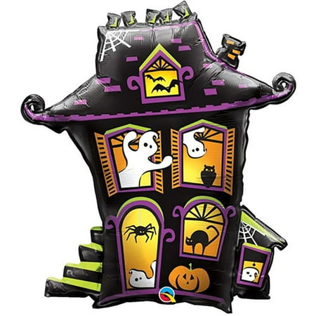 Qualatex Giant Halloween Haunted Mansion 32" Foil Balloon, Black