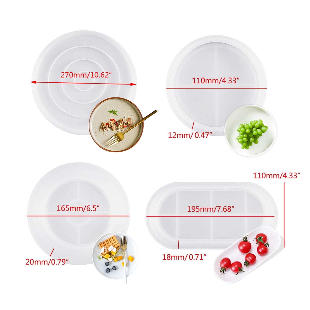 Silicone Large Soap Dish Resin Mold Oval Round Tray Molds DIY Jewelry Tray Molds