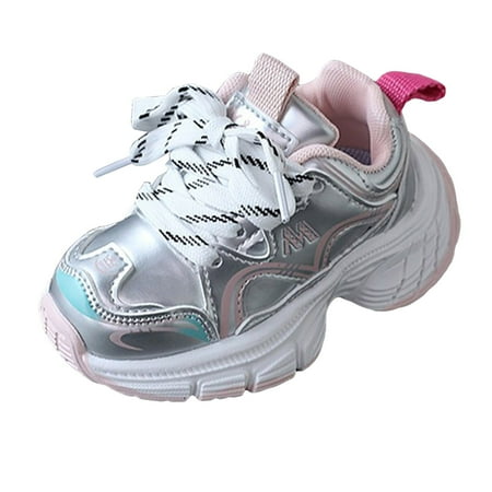 Fauean Toddler Sneakers Kids Shoes Girls Spring and Autumn Leather Face Fashion Shoes Pink Size 27